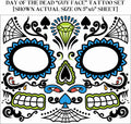 Day Of The Dead Male Guy Face Tattoo Set by HalloweenStore.com