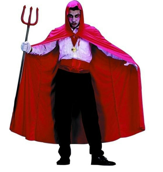 Red Nylon Hooded Cape Full Length 56" by HalloweenStore.com