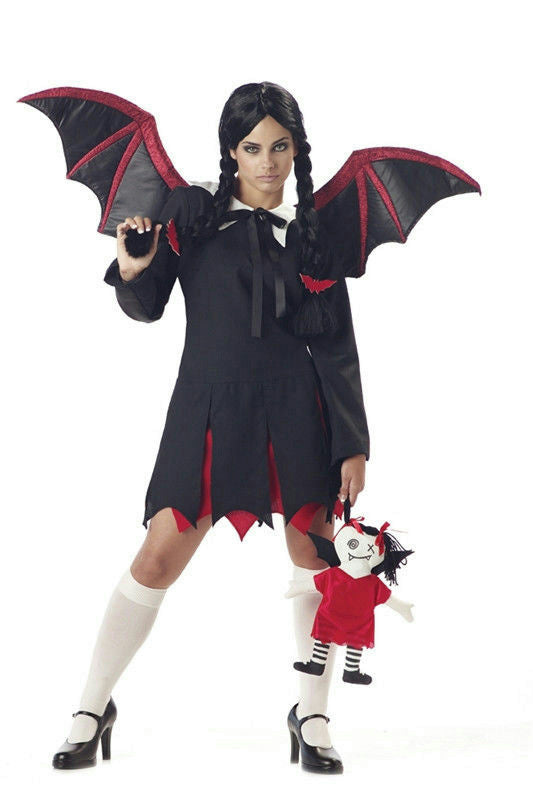 Women's Very Bat Girl Adult Wednesday Addams Costume Adult Medium 8-10 by HalloweenStore.com