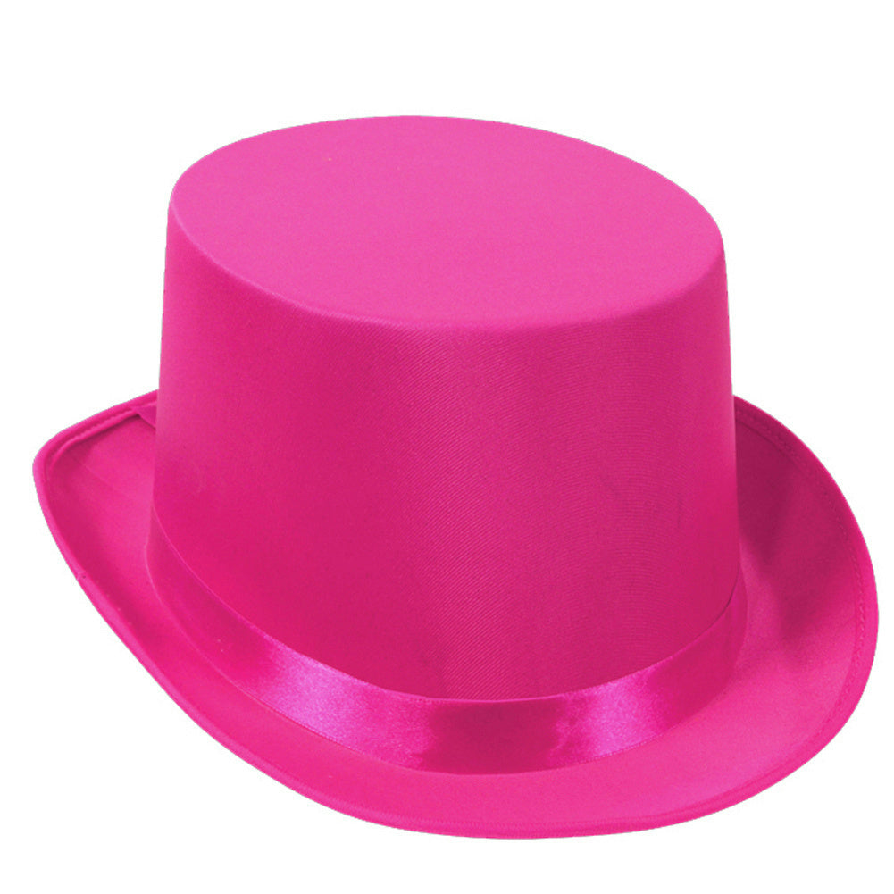 Pink Satin Sleek Tuxedo Top Hat Breast Cancer Awareness by HalloweenStore.com