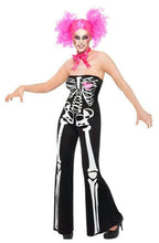 Womens Sassy Sexy Skeleton Adult Costume Jumpsuit and Neck Tie Size XS by HalloweenStore.com