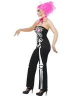 Womens Sassy Sexy Skeleton Adult Costume Jumpsuit and Neck Tie Size XS by HalloweenStore.com