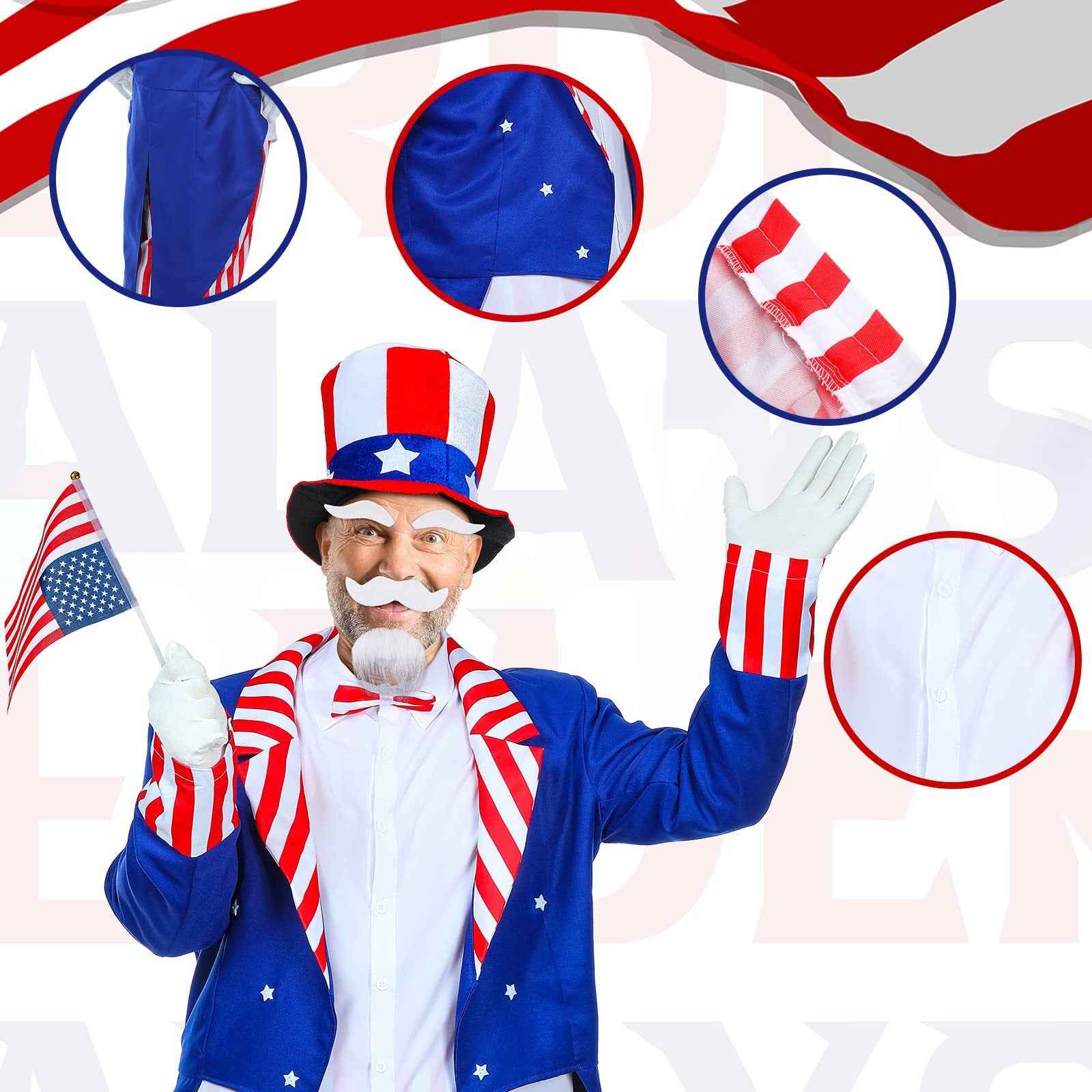 American Flag Set, Independence Day Cosplay Costume, Hat, Gloves, Movie Cosplay Costume Set