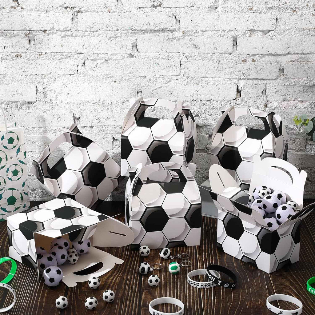 30pcs Football Party Favor Box - Party Favor Bag with Handle, Candy And Snack Gift Bag, Basketball And Football Party Supplies