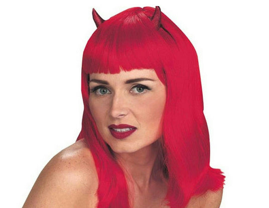 Devilicious Sexy Red Devil Wig with Horns by HalloweenStore.com