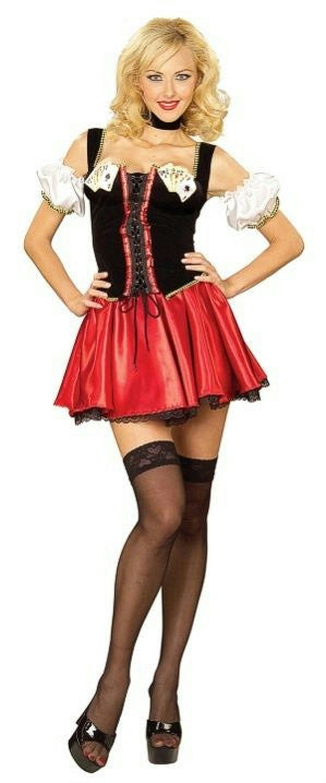 Womens Winning Pair Vegas Casino Poker Mistress Sexy Adult Costume Size M/L 8-12 by HalloweenStore.com