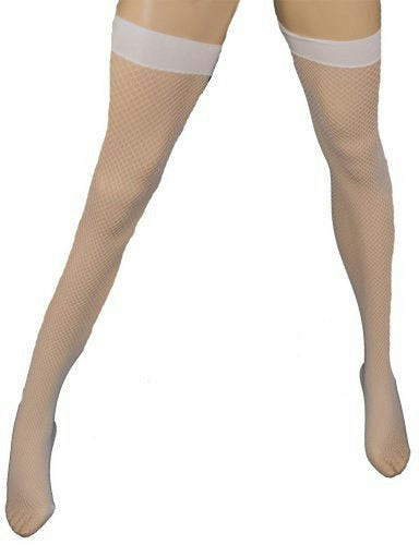 Elegant Moments White Fishnet Thigh Hi Highs by HalloweenStore.com