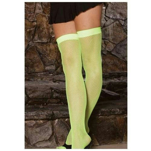 Elegant Moments Neon Green Fishnet Thigh Hi Highs by HalloweenStore.com
