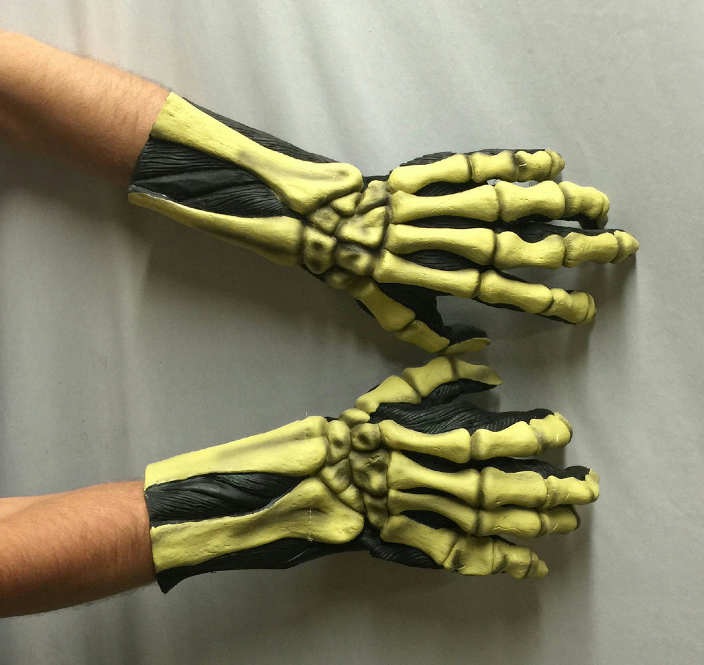 Deluxe Skeleton Bones Glow In The Dark Hands Gloves by HalloweenStore.com