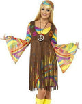 60's Groovy Lady Hippie Adult Costume Fringe Dress Size Medium by HalloweenStore.com