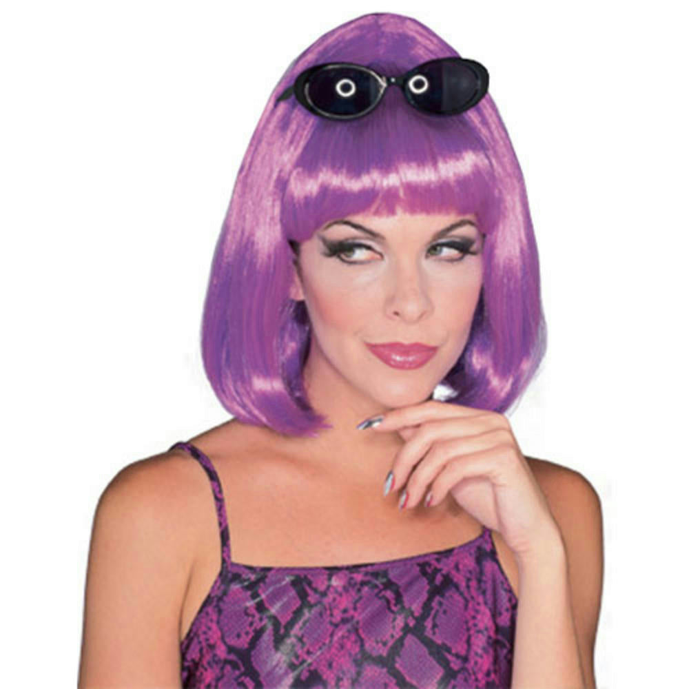 Purple Shoulder Length Bouffant Style Starlet Fashion Wig with Bangs by HalloweenStore.com