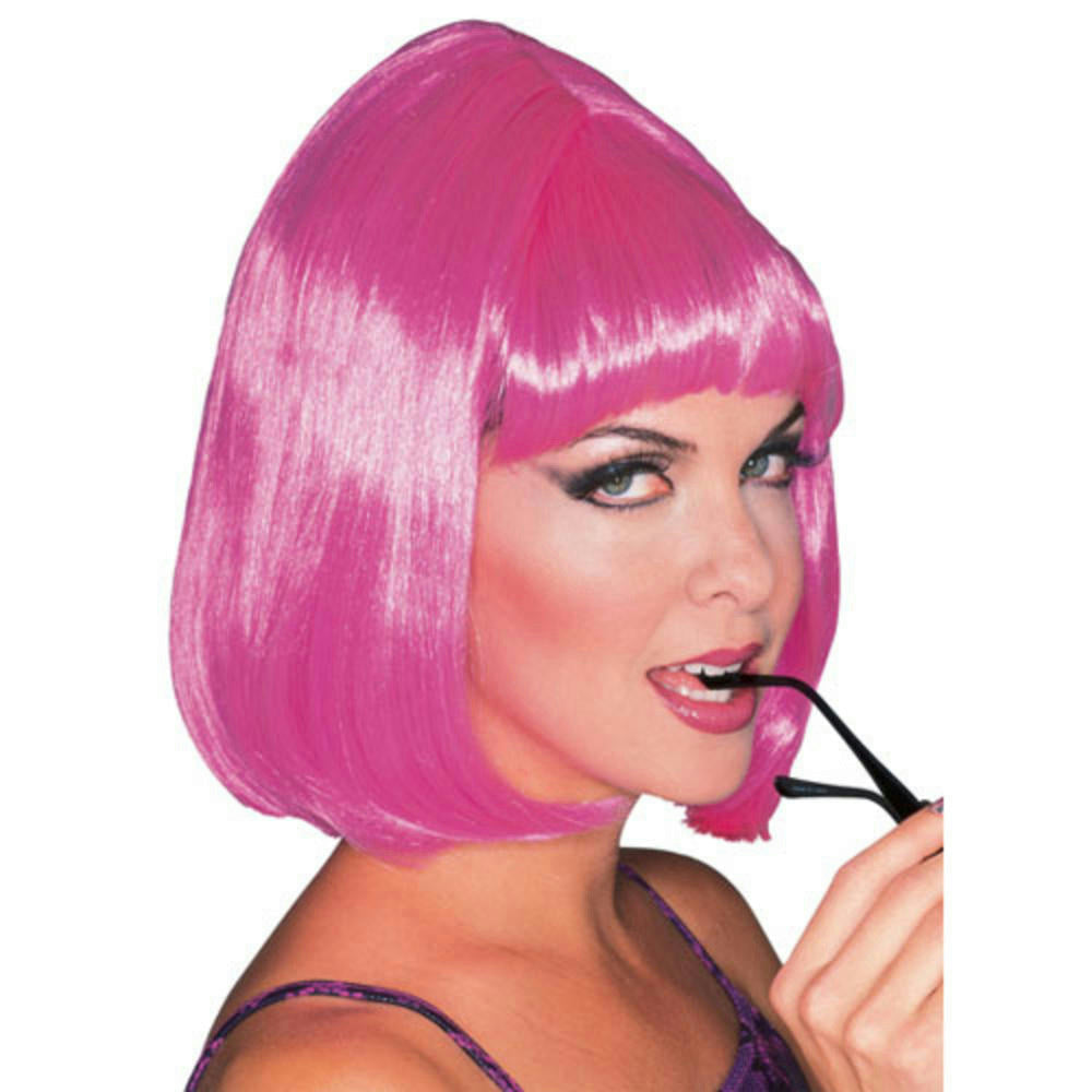 Pink Shoulder Length Bouffant Style Starlet Fashion Wig with Bangs by HalloweenStore.com