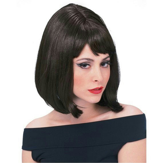 Dark Brown Shoulder Length Bouffant Style Starlet Fashion Wig with Bangs by HalloweenStore.com