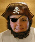 Pirate Headpiece Hat with Attached Hair and Beard Costume Accessory by HalloweenStore.com