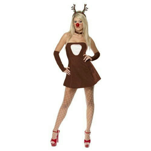 Smiffy's Fever Red Hot Reindeer Adult Women's Sexy Christmas Costume Size Medium by HalloweenStore.com
