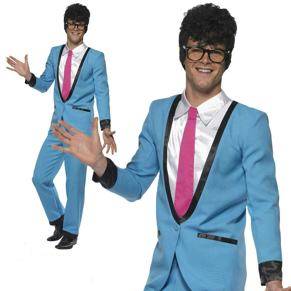 Smiffy's Teddy Boy Adult 50's Blue Suit Costume Size Large by HalloweenStore.com