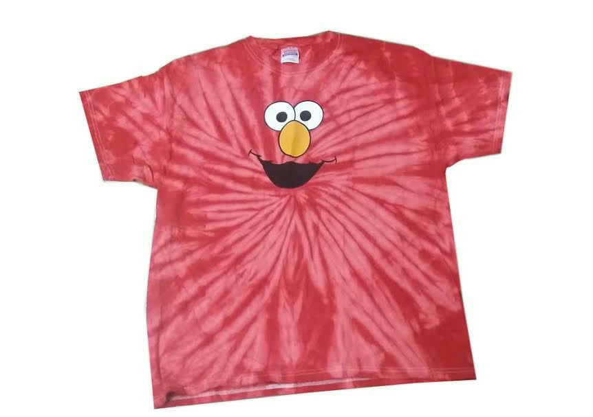 Red Elmo Face Tie Dye Tee Short Sleeve Shirt Large Unisex Adult by HalloweenStore.com