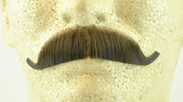 Medium Brown 100% Human Hair European Character Elegant Handlebar Mustache 2012 by HalloweenStore.com