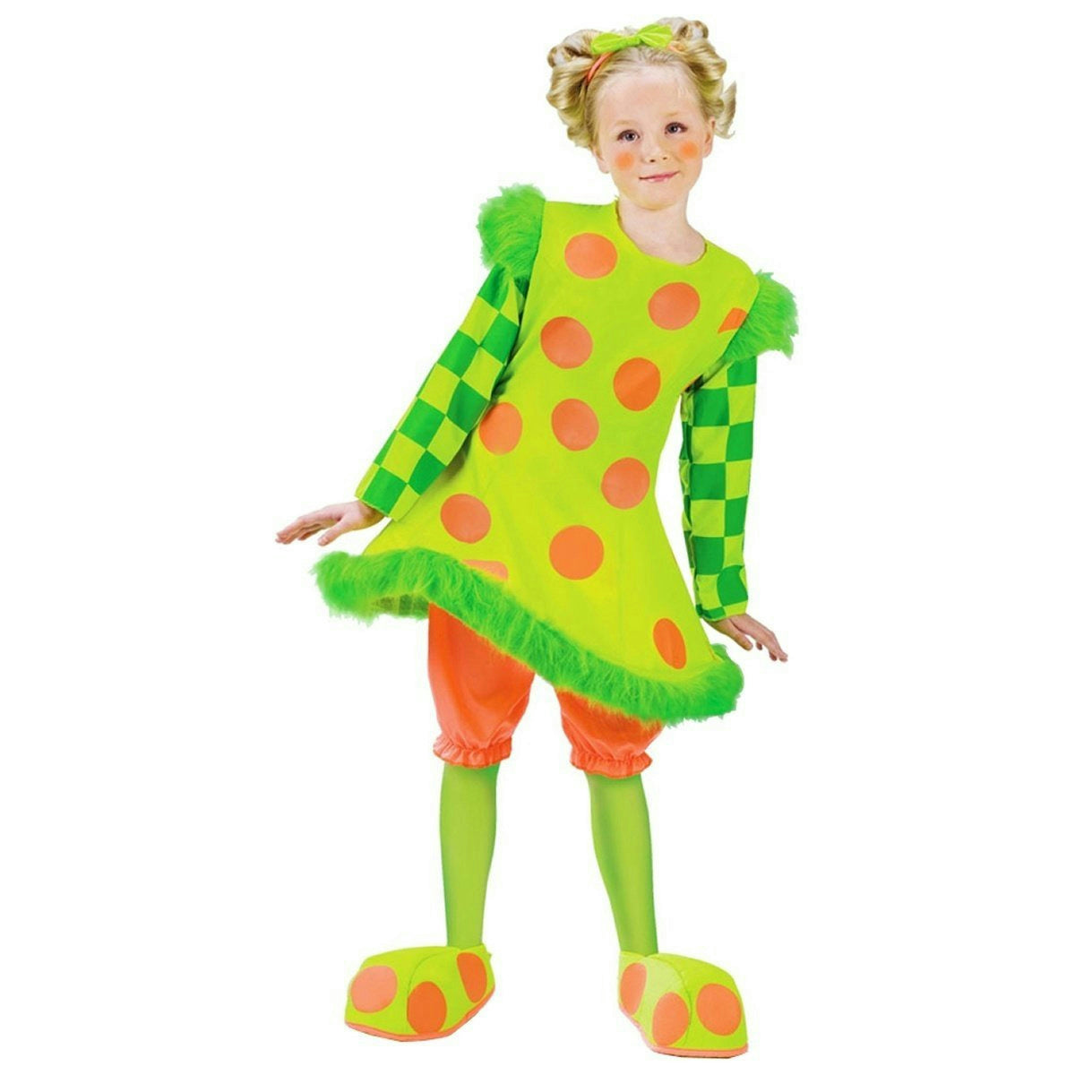 Lolli the Girls Clown Child Costume Neon Polka Dot Hoop Size Small 4-6 by HalloweenStore.com