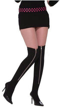 80's Black Zipper Leggings Above The Knee Accessory by HalloweenStore.com