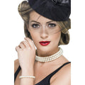 50's Vintage Faux Pearl Costume Jewelry Choker Necklace and Bracelet Set by HalloweenStore.com