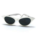 1950's White Retro Cateye Glasses Cat Eye Dark Lens Sunglasses with Rhinestones by HalloweenStore.com