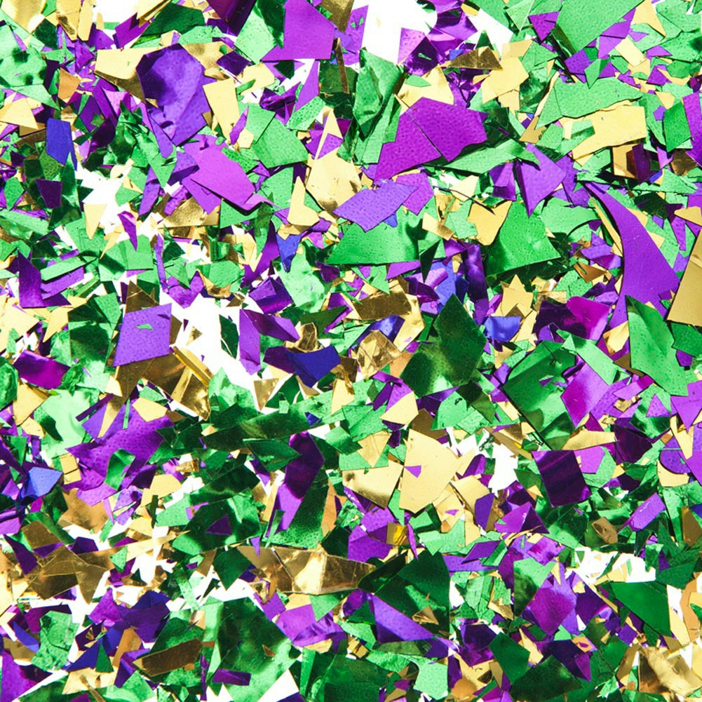 Festive Gold Green Purple Foil Mardi Gras Confetti by HalloweenStore.com