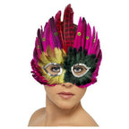 Multi Color Feather Eye Mask with Sequins by HalloweenStore.com