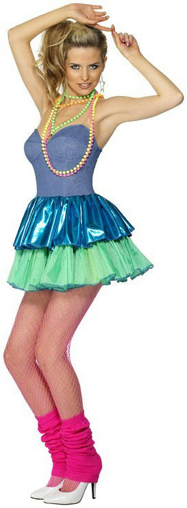 80's Disco Chick Party Ra Ra Dress Adult Costume Size Large by HalloweenStore.com