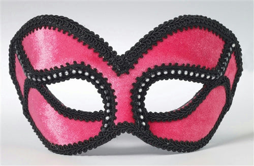Forum Women's Pink And Black Venetian Carnival Mask With Rhinestones 69399 by HalloweenStore.com