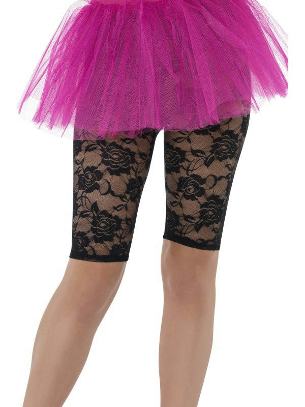 Smiffy's Women's 80's Black Lace Cycling Shorts Fancy Dress Costume Accessory by HalloweenStore.com
