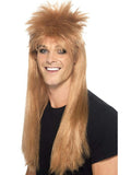 Smiffy's Men's Brown 80's Rocker Mullet Wig by HalloweenStore.com