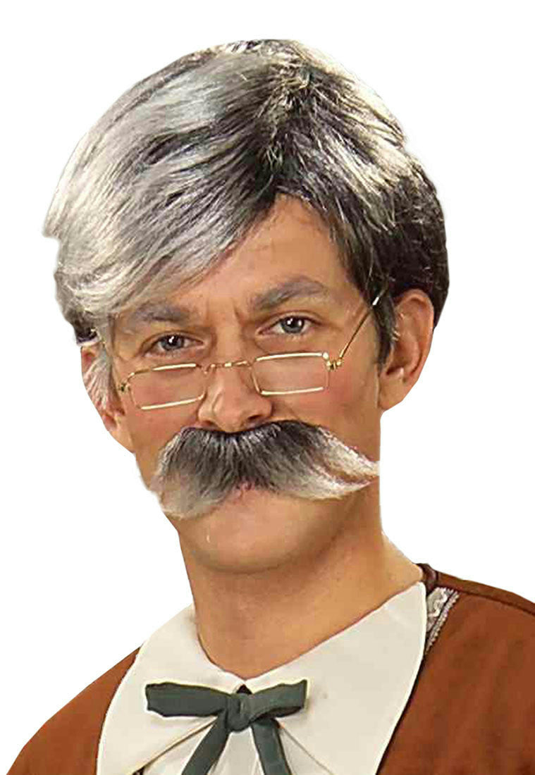 Gepetto Gray Wig and Mustache Set by HalloweenStore.com