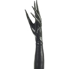 Creepy Twisted Circus Long Shiny Black Faux Leather Pointy Fingered Gloves by HalloweenStore.com