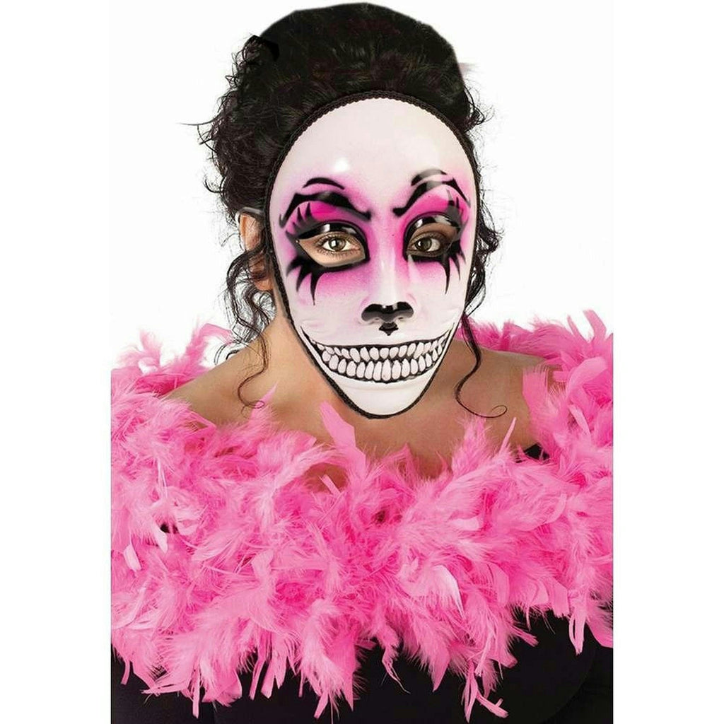 Women's Day of the Dead Pink Masquerade Venetian Skull Face Mask by HalloweenStore.com