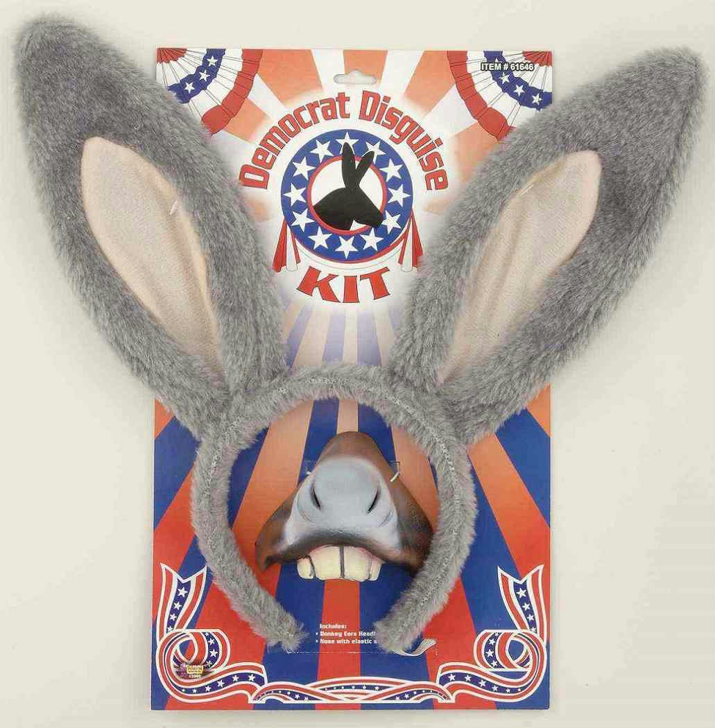 Democrat Political Donkey Disguise Costume Ears Nose Accessory Kit by HalloweenStore.com