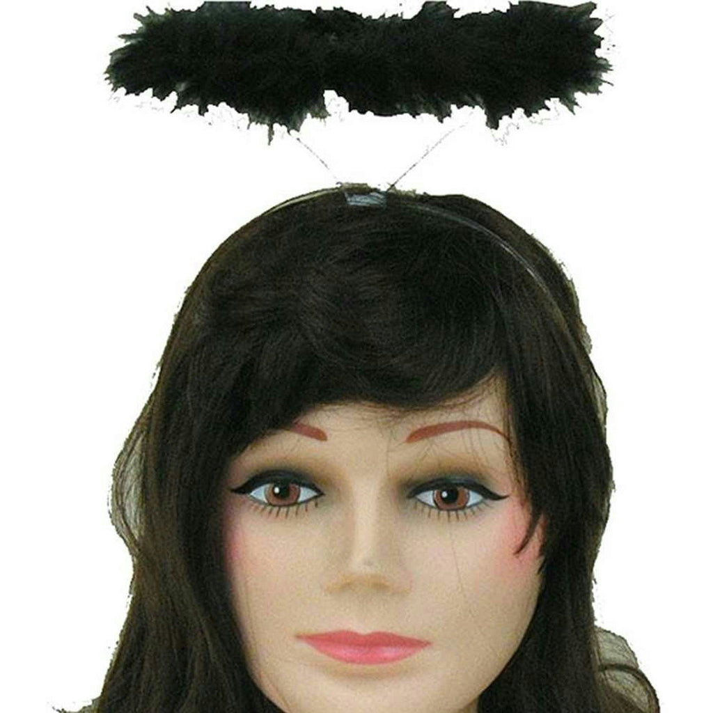 Black Marabou Fallen Dark Angel Halo by HalloweenStore.com