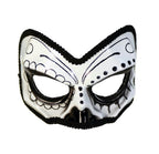 Black and White Day of the Dead Tuxedo 1/2 Skull Eye Mask by HalloweenStore.com
