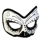 Black and White Day of the Dead Tuxedo 1/2 Skull Eye Mask by HalloweenStore.com