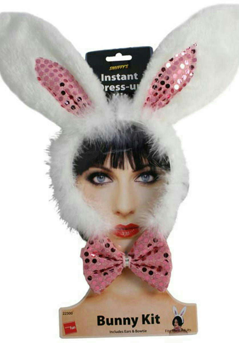 Sequined Bunny Rabbit Ears and Bow Tie Easter Costume Accessory Set by HalloweenStore.com