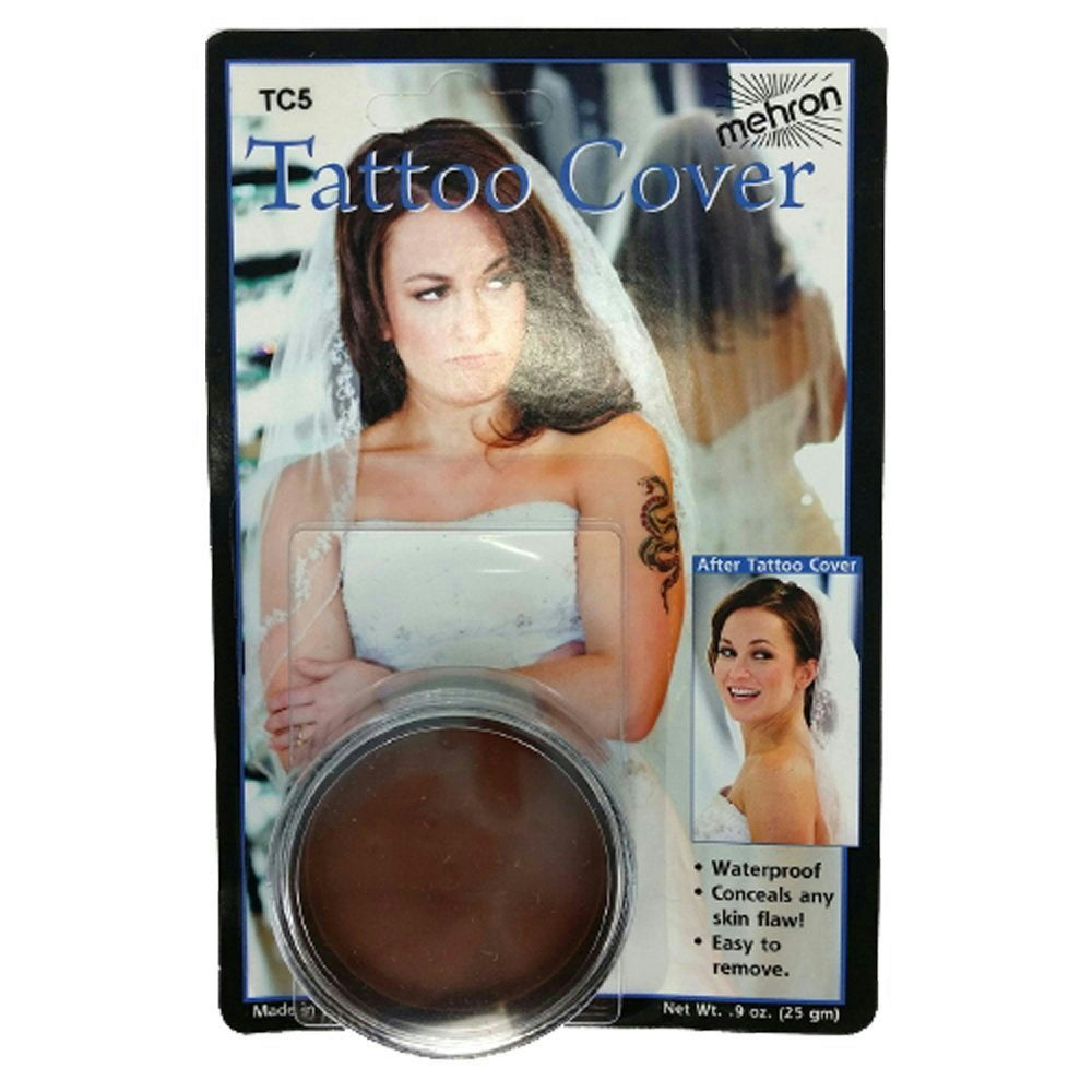 Mehron TC5 Tattoo Cover Up Darkest Color Professional Makeup Flaw Concealer by HalloweenStore.com