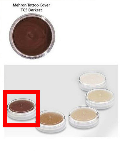 Mehron TC5 Tattoo Cover Up Darkest Color Professional Makeup Flaw Concealer by HalloweenStore.com