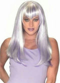 Long Straight White With Purple Hot Steaks Wig with Bangs by HalloweenStore.com