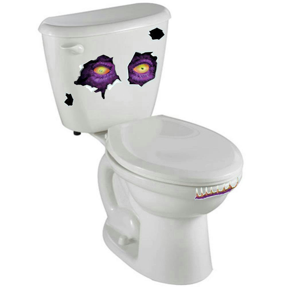 Creepy Toilet Tank Cling Crapper Creature Peel 'N Place Decal Set by HalloweenStore.com