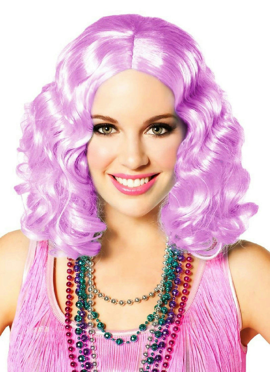 Party Pastel Purple Lilac Short and Curly Flapper Adult Costume Wig by HalloweenStore.com