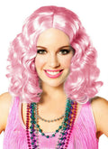 Party Icy Pastel Pink Short and Curly Flapper Adult Costume Wig by HalloweenStore.com