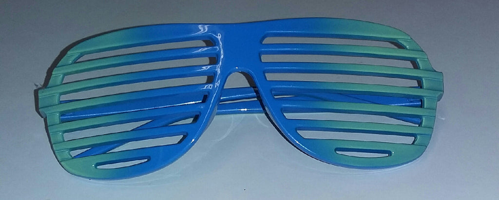 Green to Blue Ombre Two Tone Aviator Blinds Shutter Shades Glasses by HalloweenStore.com