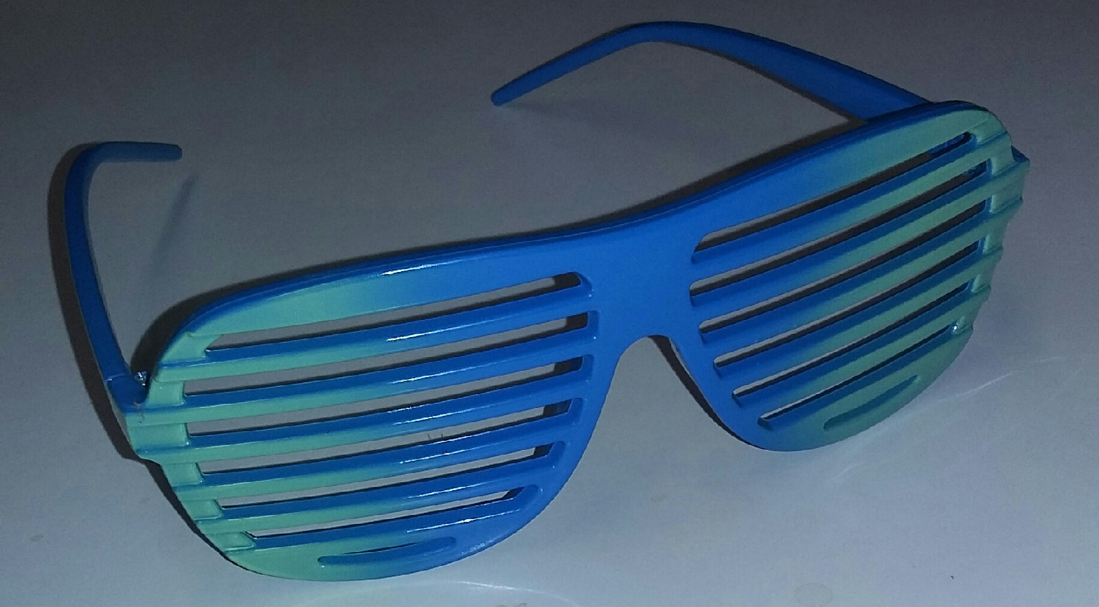Green to Blue Ombre Two Tone Aviator Blinds Shutter Shades Glasses by HalloweenStore.com