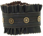 Brown Steampunk Faux Leather and Gear Studded Bracelet by HalloweenStore.com