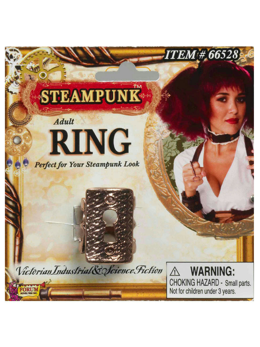 Steampunk Key Hole Ring Antique Copper Look Industrial Victorian Costume Jewelry by HalloweenStore.com